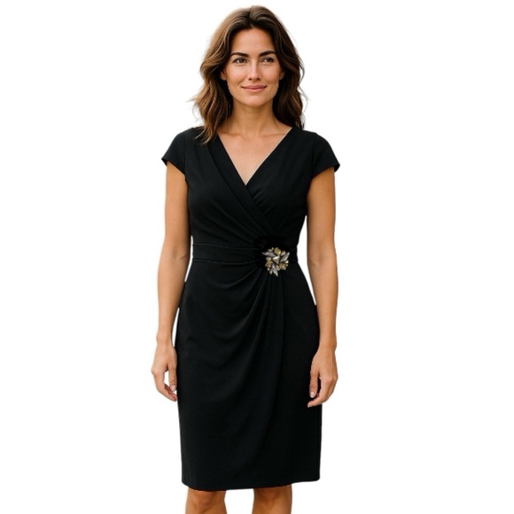 Eliza J Women’s Size 8 Black Evening Dress with Sparkle Stones Embellishments - Picture 1 of 4